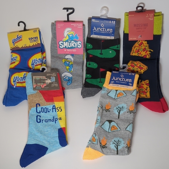 Other - 6 Pair Adult Novelty Socks NEW